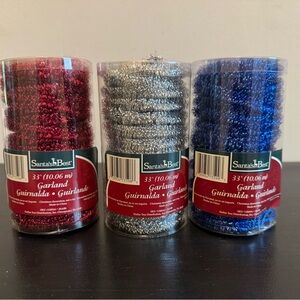 Santa's Best Holiday Garland Set - Red, Silver, and Blue